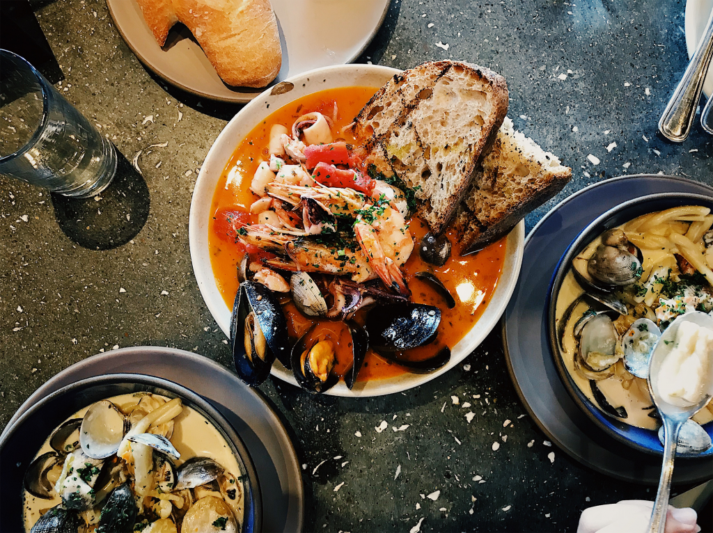 Truro food and drink with seafood on a table